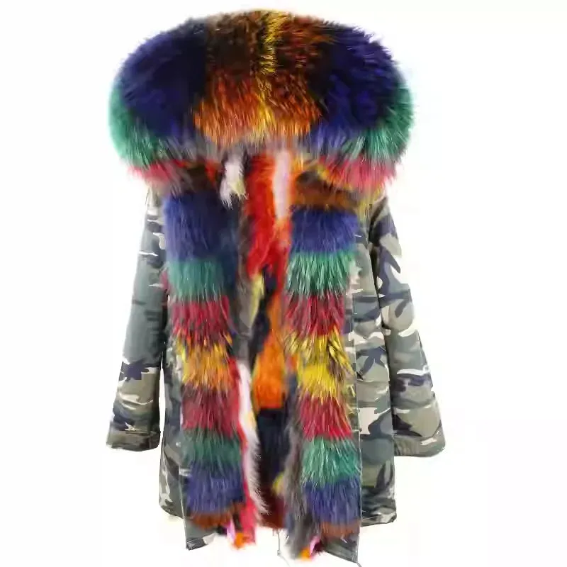 2025 Women's Winter Jacket - Long Black Parka with Real Fur Lining, Fox Fur Coat &amp; Raccoon Fur Collar | Hooded &amp; Waterproof