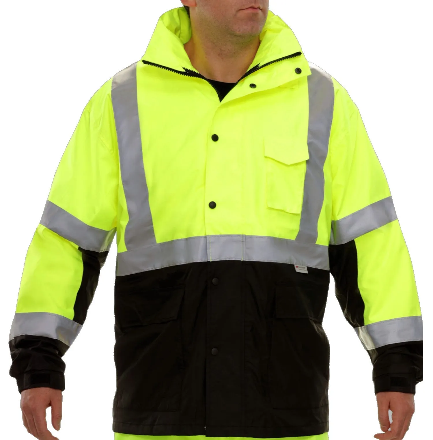 431STLB Safety Jacket: Hi-Vis Parka Coat: Breathable Waterproof Hooded: 2-Tone Lime