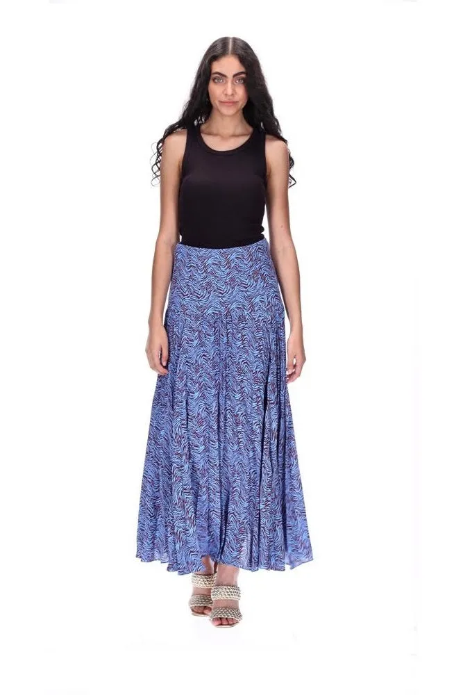 Amaya Alison Pleated Skirt Blue Zebra