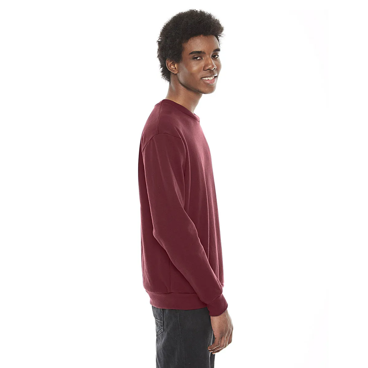 American Apparel Unisex Cranberry Flex Fleece Drop Shoulder Pullover Crewneck