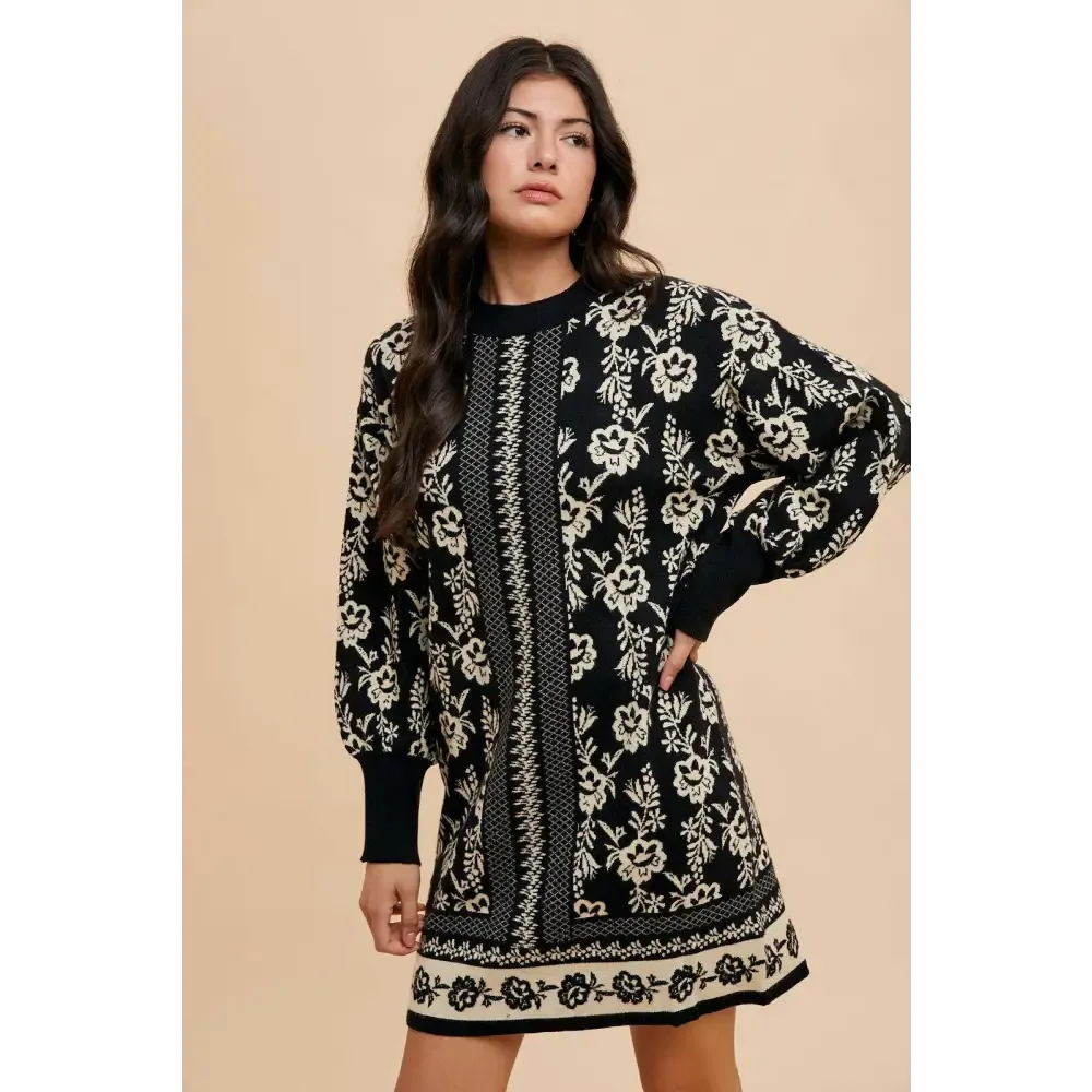 Annie Wear Floral Jacquard Sweater Dress in Luxury Fashion for Woman