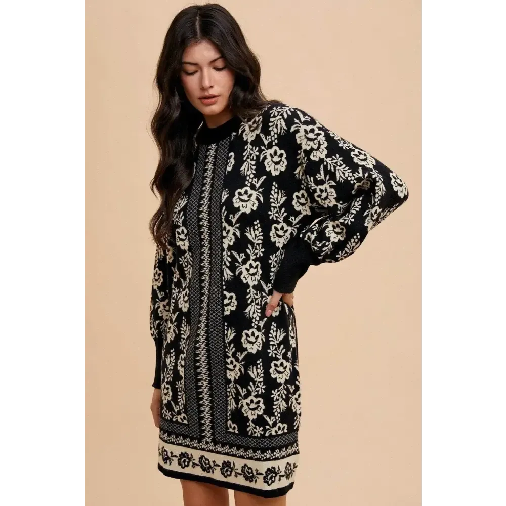 Annie Wear Floral Jacquard Sweater Dress in Luxury Fashion for Woman