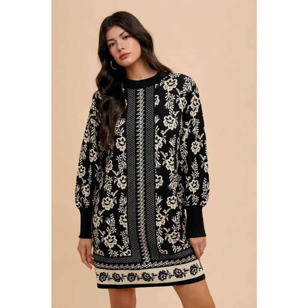 Annie Wear Floral Jacquard Sweater Dress in Luxury Fashion for Woman