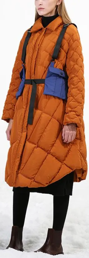 Asymmetric Puffer Coat, Caramel