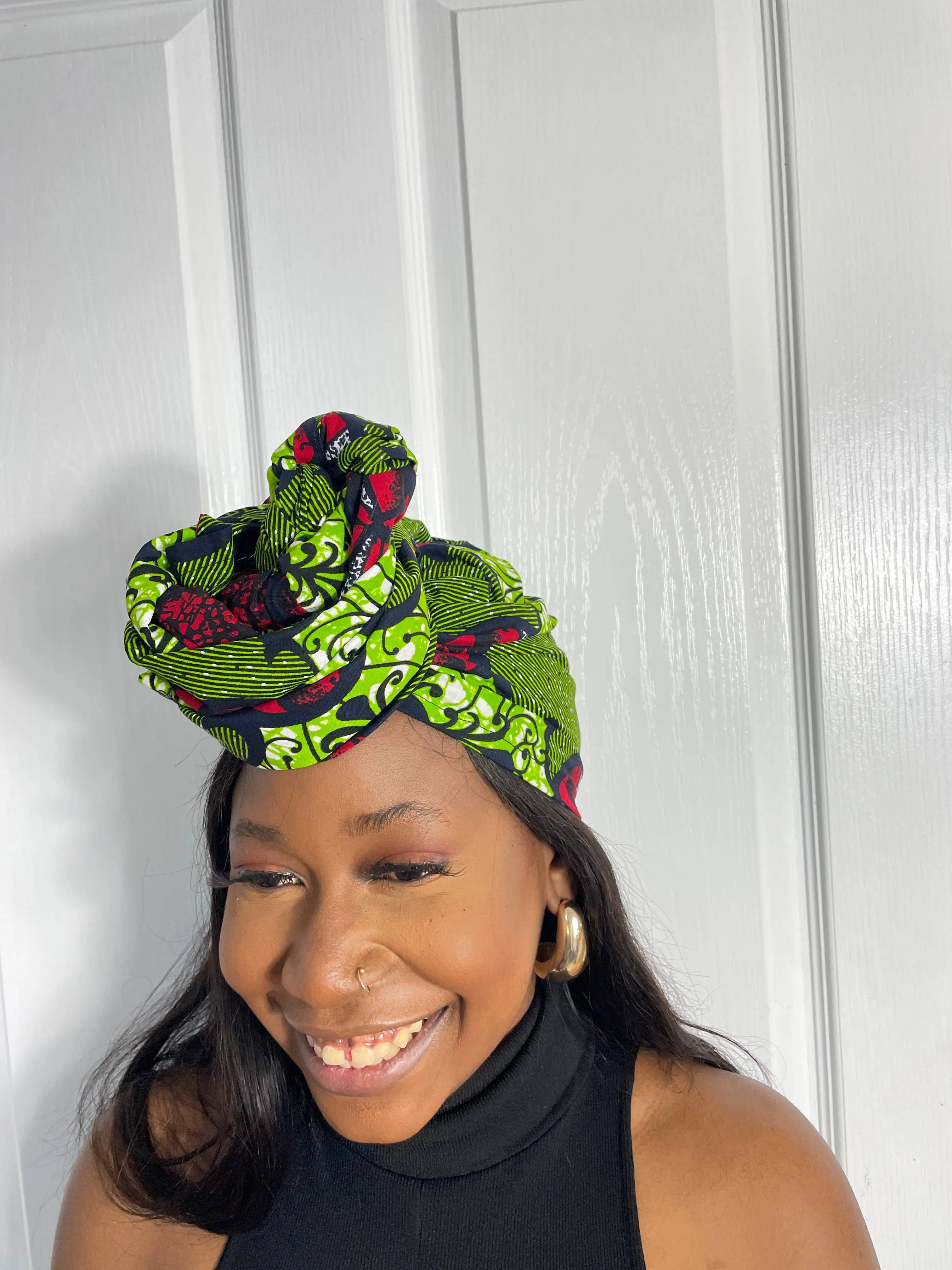 Audrey Green and Red Ankara Headwrap/Scarf