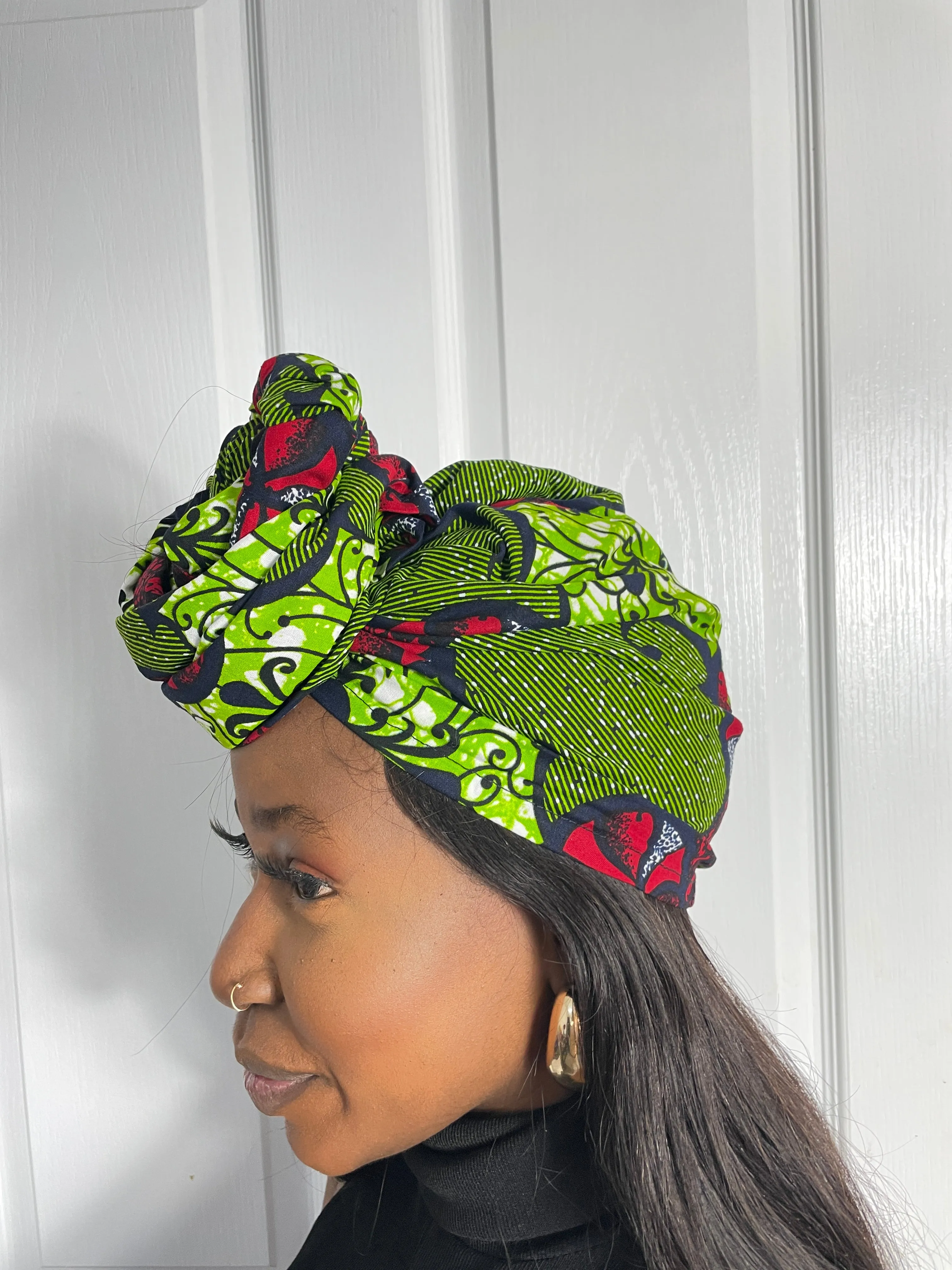 Audrey Green and Red Ankara Headwrap/Scarf