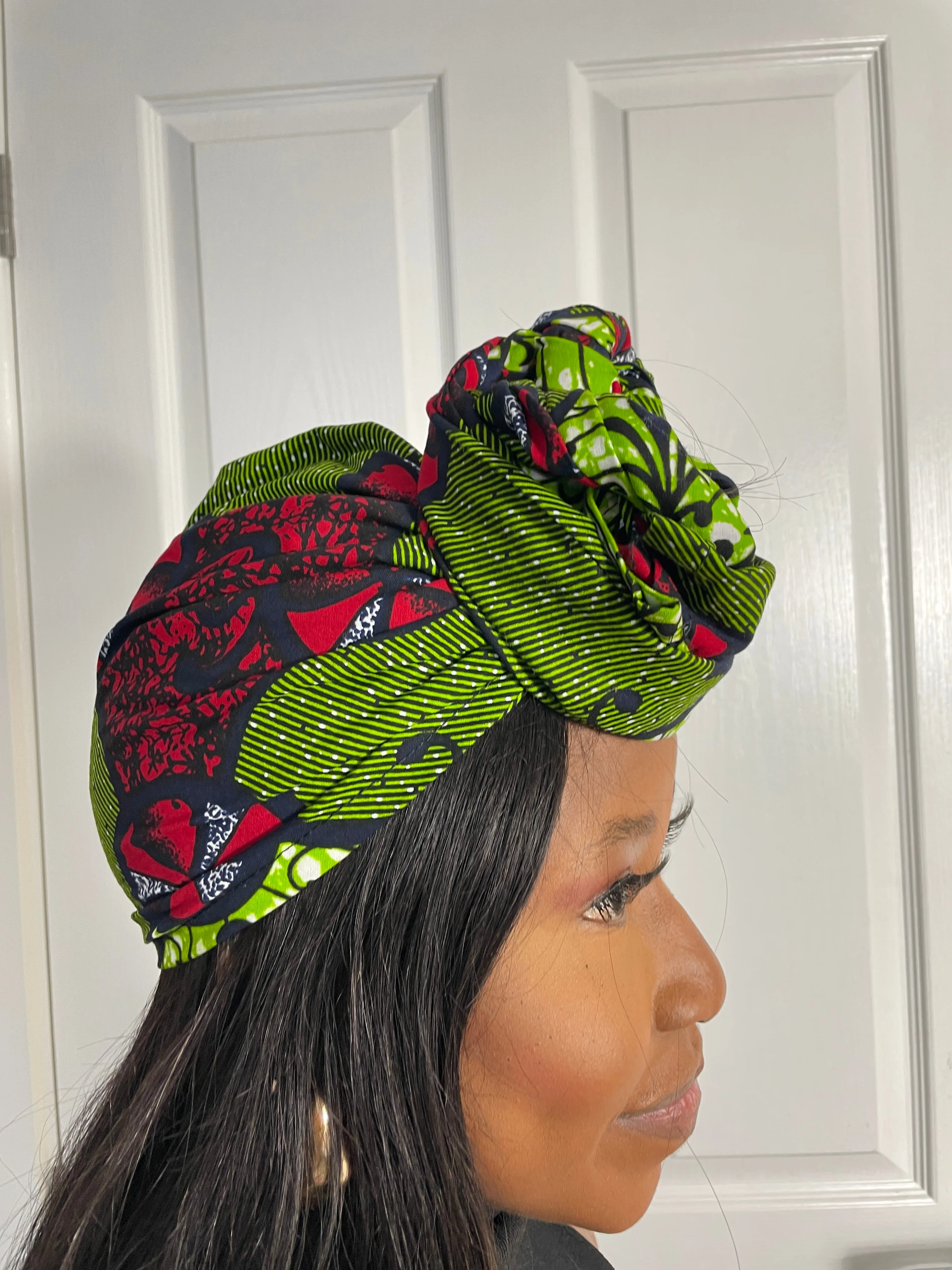 Audrey Green and Red Ankara Headwrap/Scarf