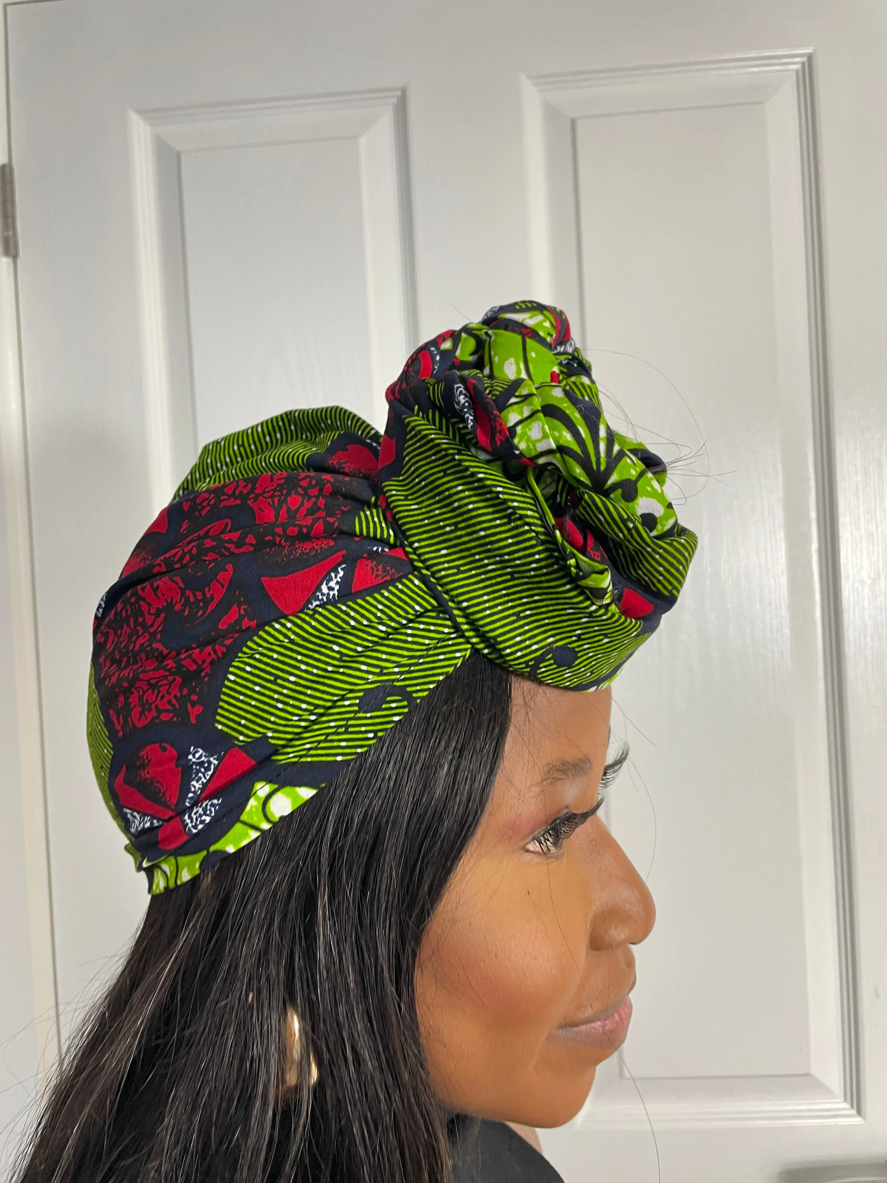 Audrey Green and Red Ankara Headwrap/Scarf