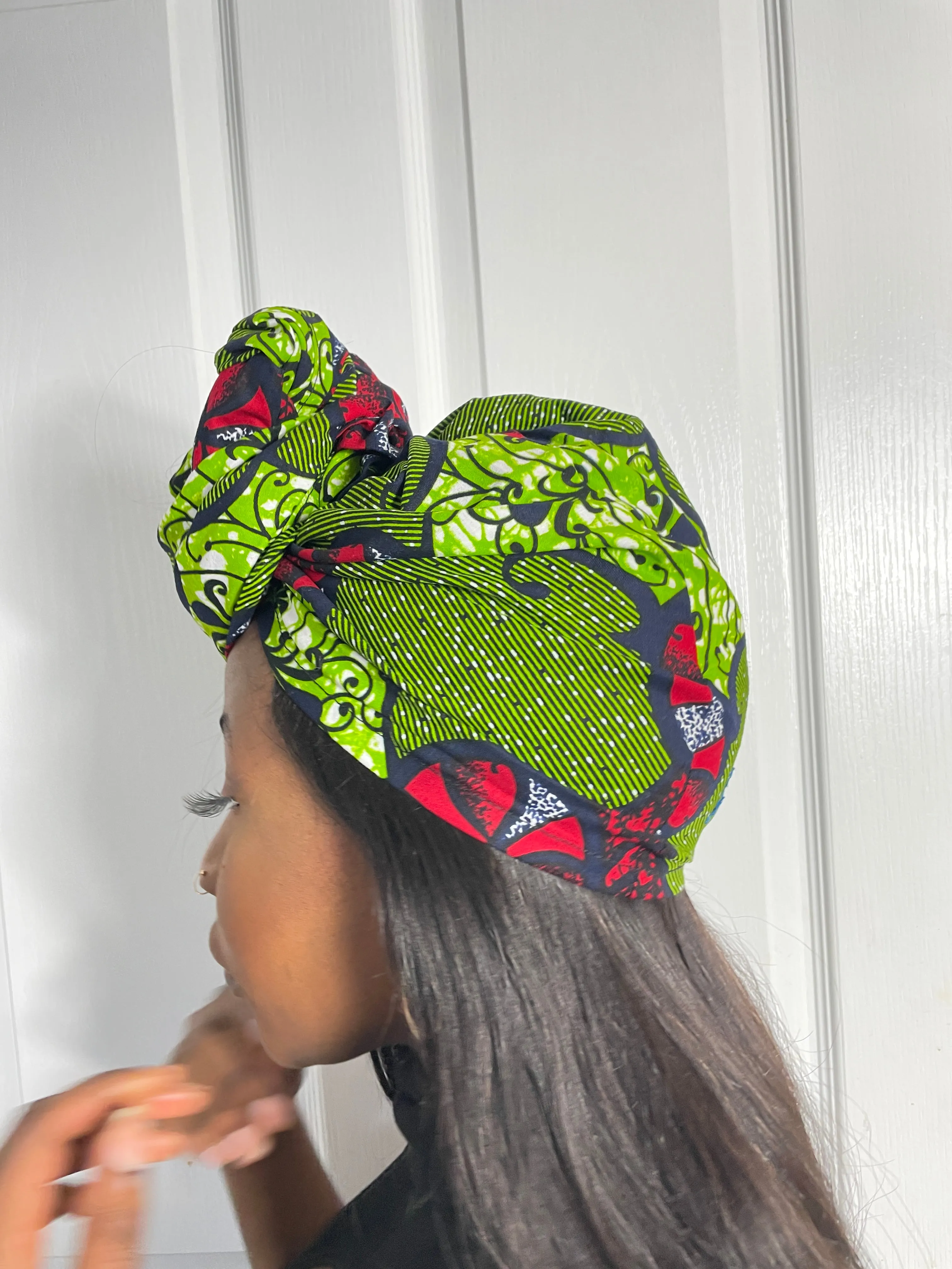 Audrey Green and Red Ankara Headwrap/Scarf