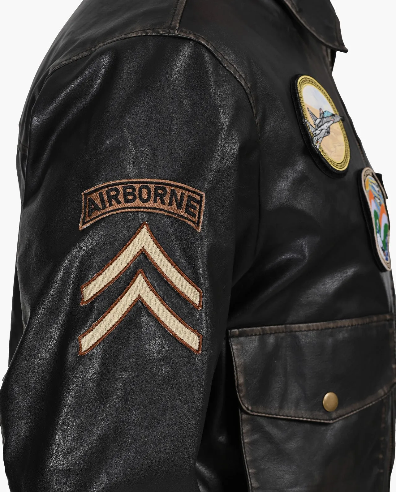 Aviator Bomber Vegan Leather Jacket