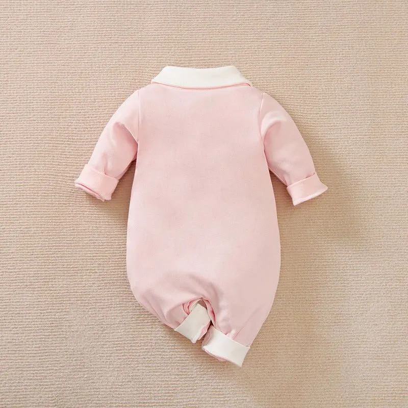 Baby Girl Pink Bunny Design Long Sleeve Jumpsuit