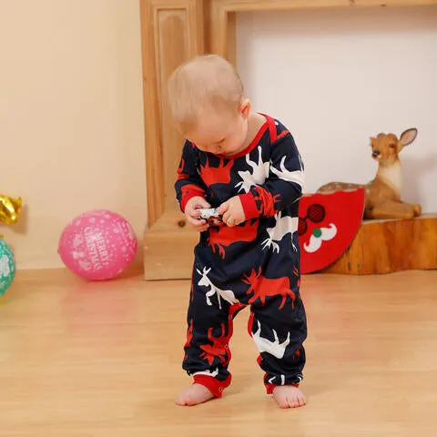 Baby Reindeer Print Round Neck Jumpsuit