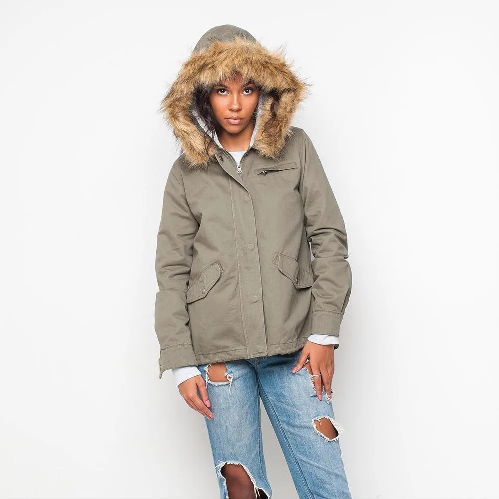 Bellfield - Parka Fur - Womens Jacket - Khaki