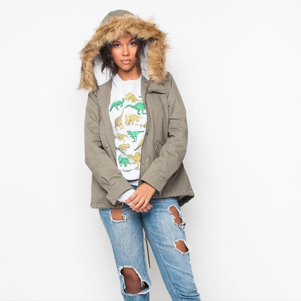 Bellfield - Parka Fur - Womens Jacket - Khaki