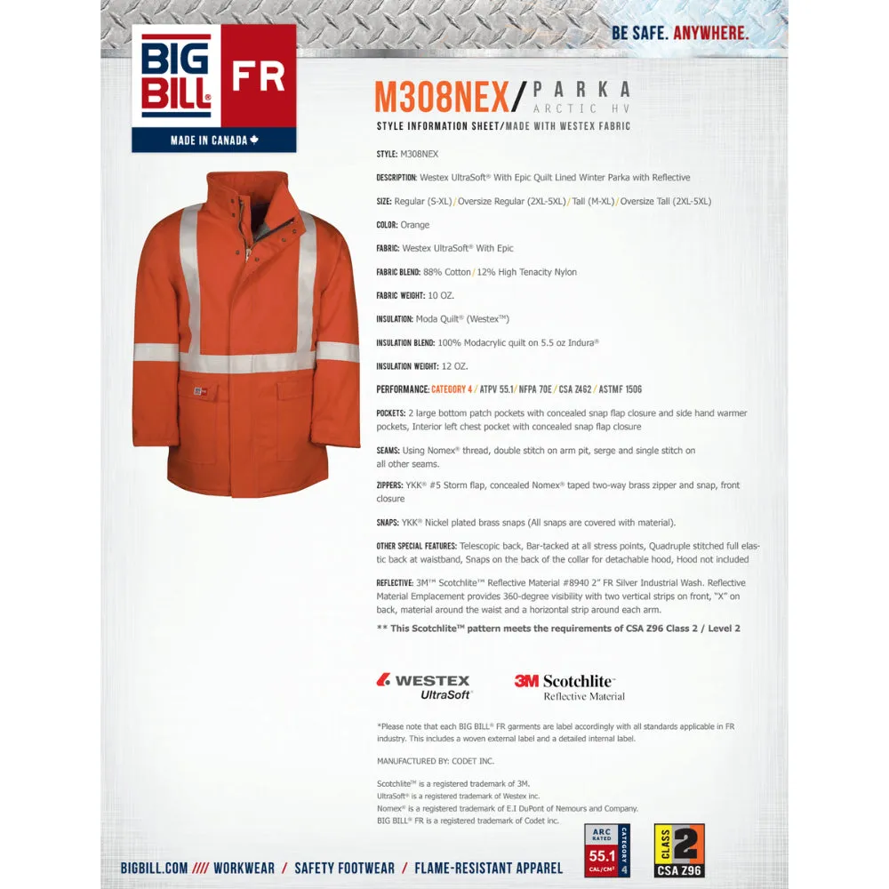 Big Bill® Flame Resistant High Visibility Winter Parka Jacket - M308NEX