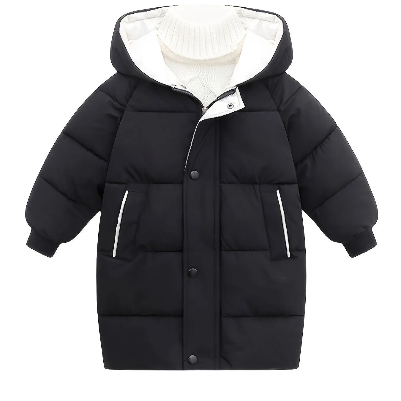 Boys Girls Winter Hooded Long Down Coats Outwear Kids Windproof Puffer Jackets Padded Parka Outwear 4-9T