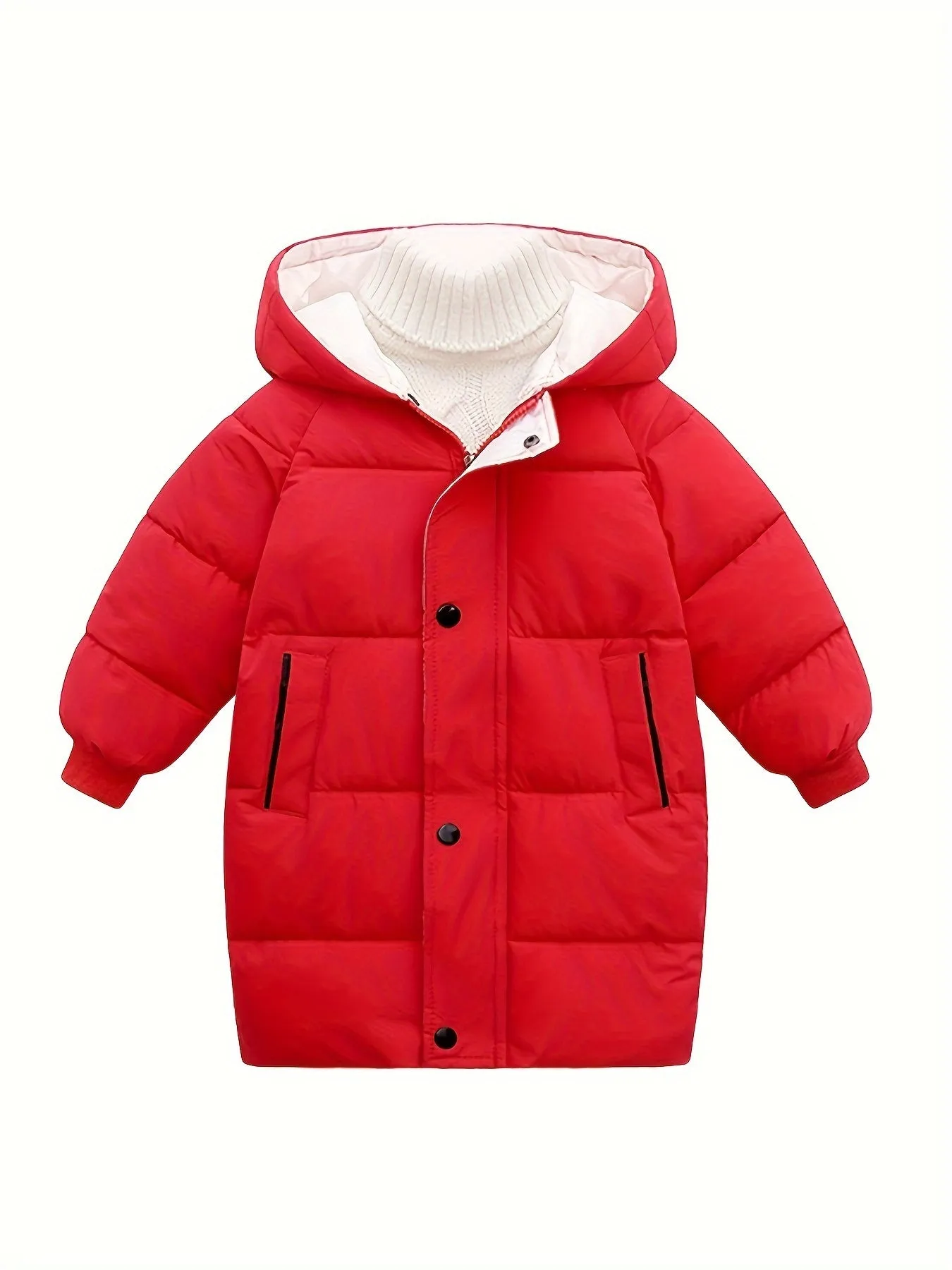 Boys Girls Winter Hooded Long Down Coats Outwear Kids Windproof Puffer Jackets Padded Parka Outwear 4-9T