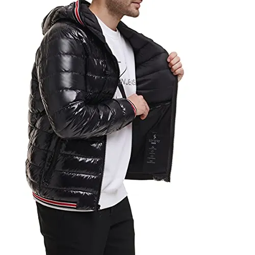 Calvin Klein Men's Hooded Super Shine Puffer Jacket, Black, Small