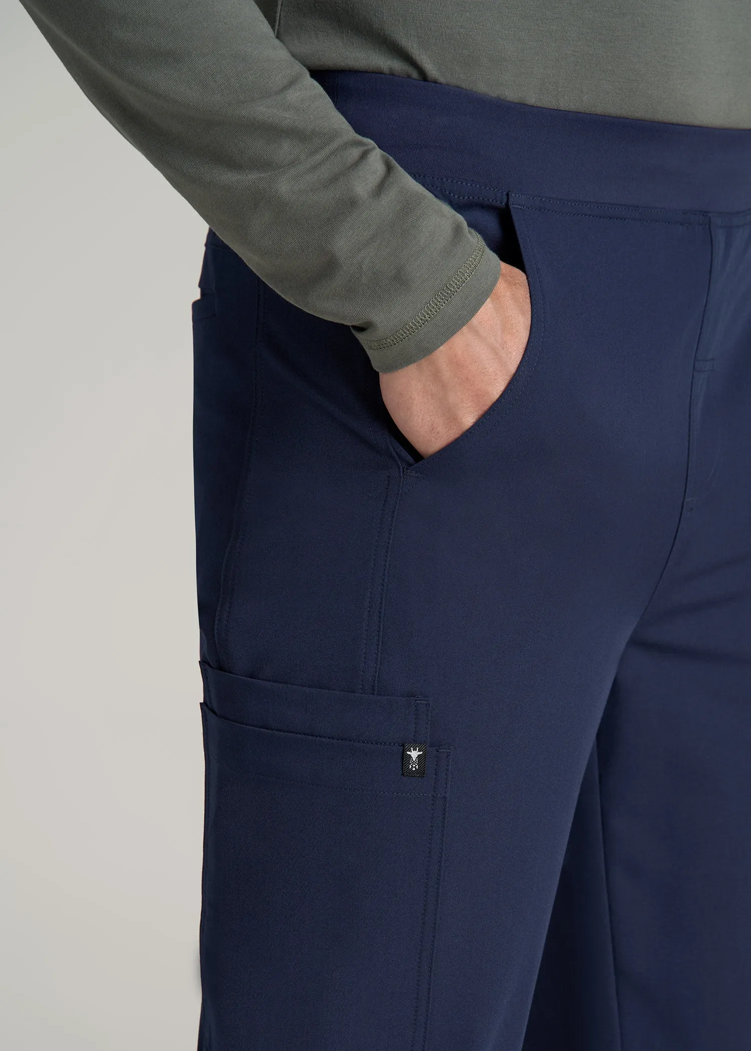 Cargo Scrub Pants for Tall Men in Patriot Blue