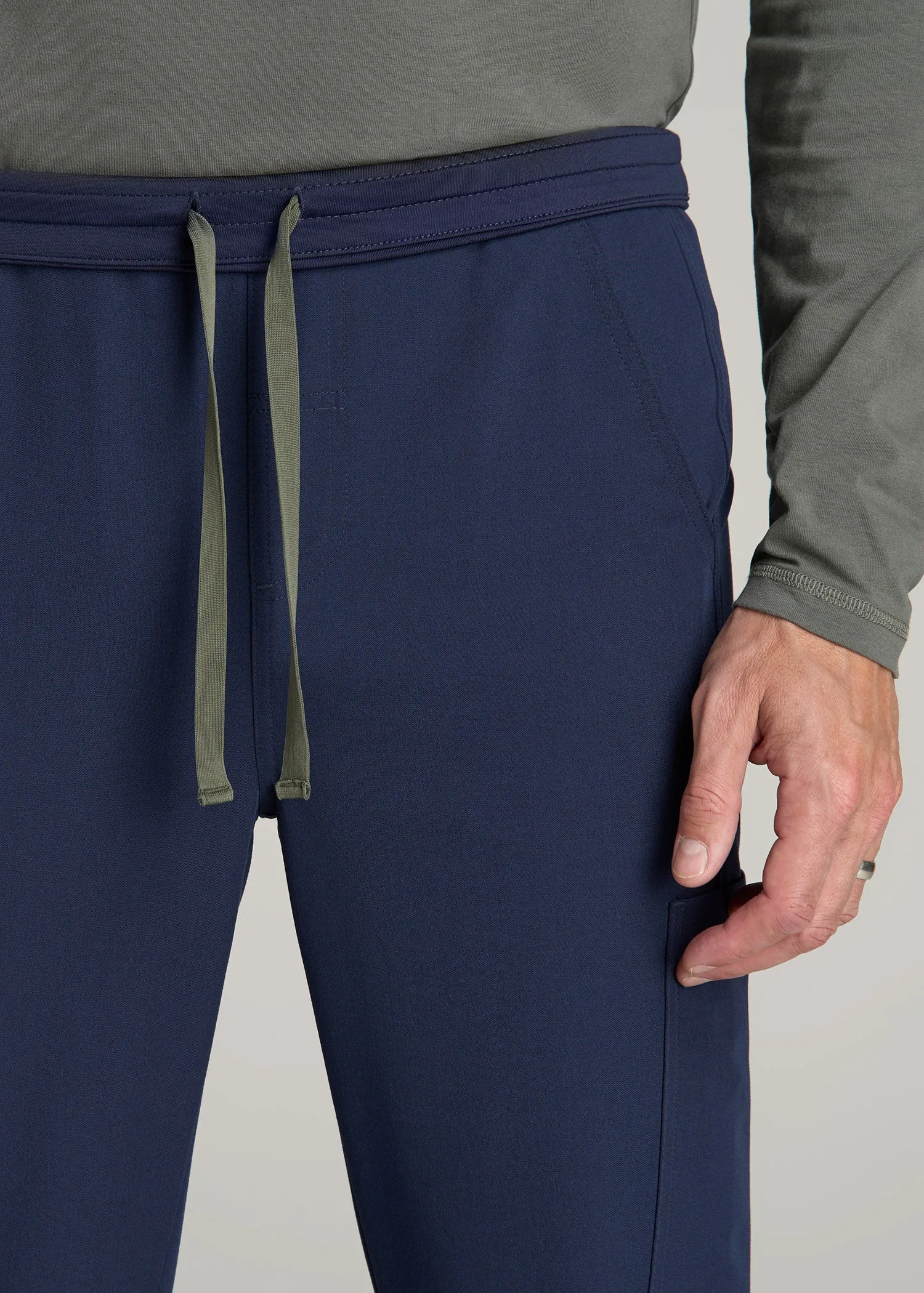 Cargo Scrub Pants for Tall Men in Patriot Blue