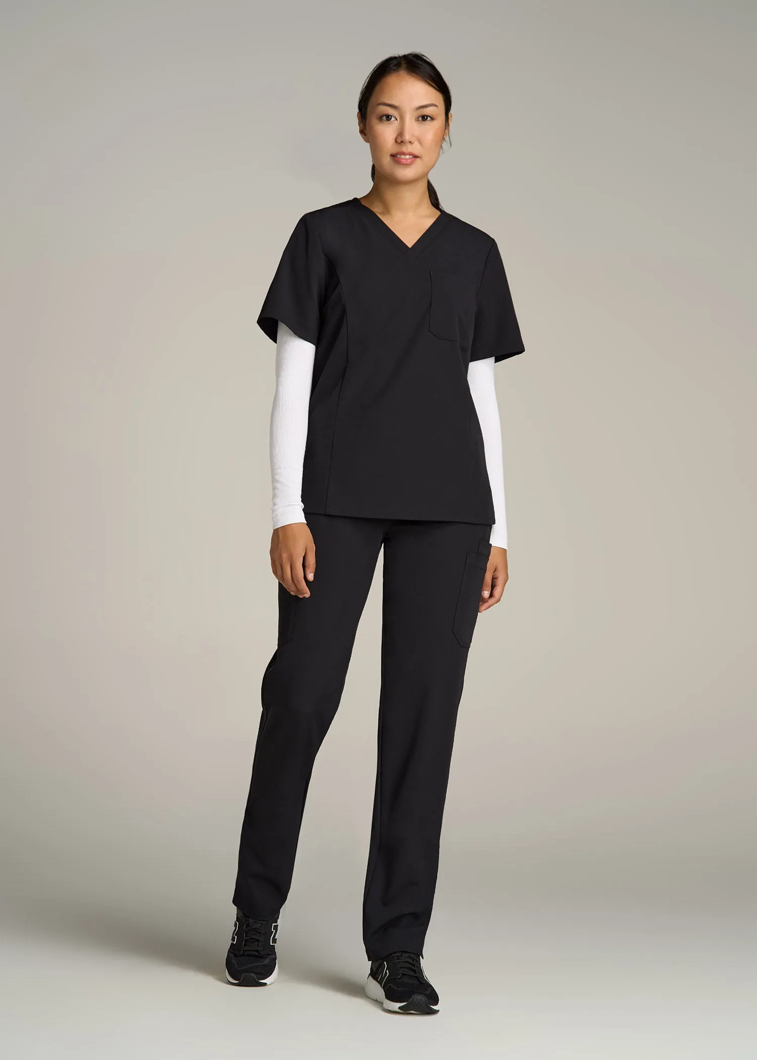 Cargo Scrub Pants for Tall Women in Black