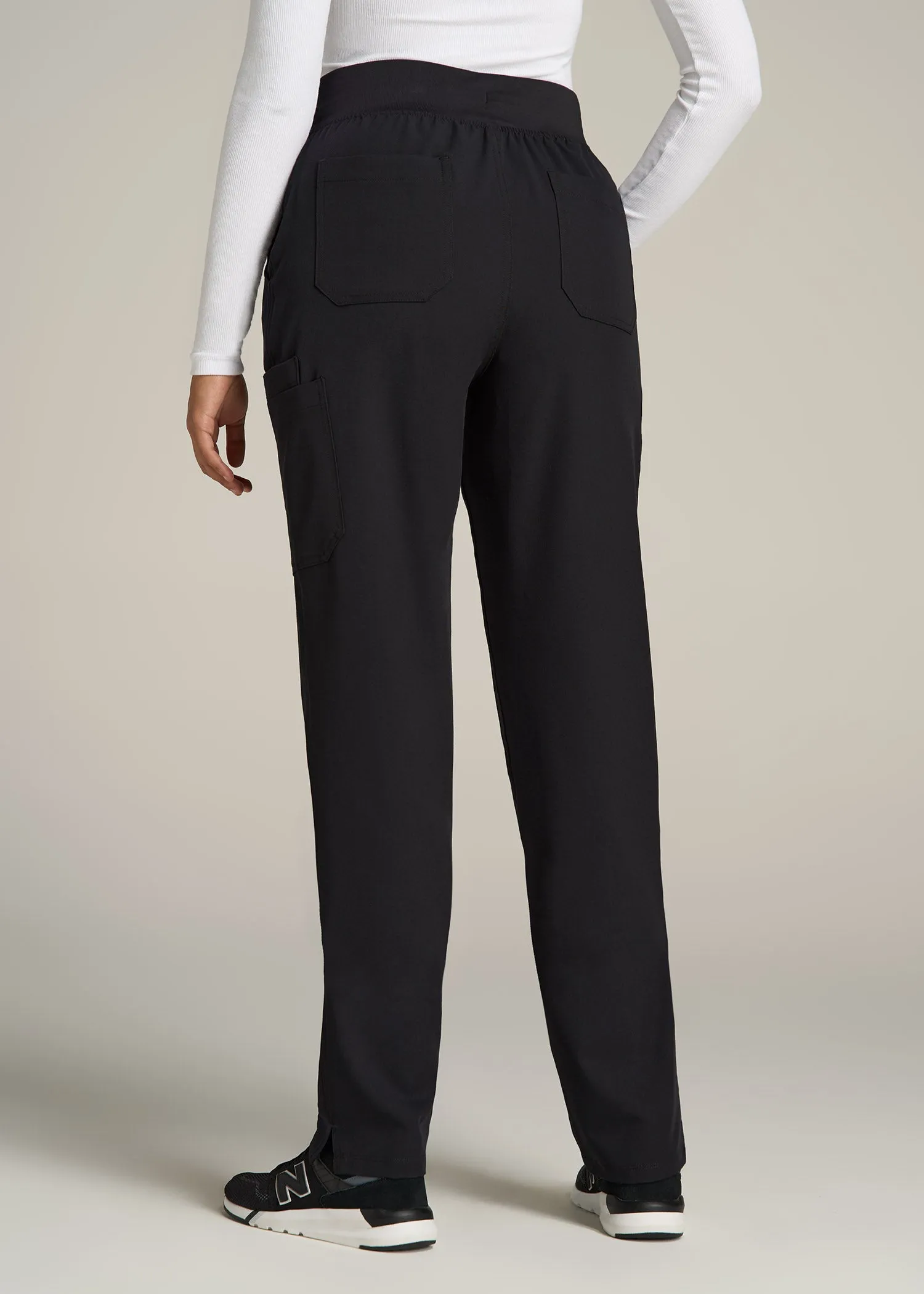 Cargo Scrub Pants for Tall Women in Black