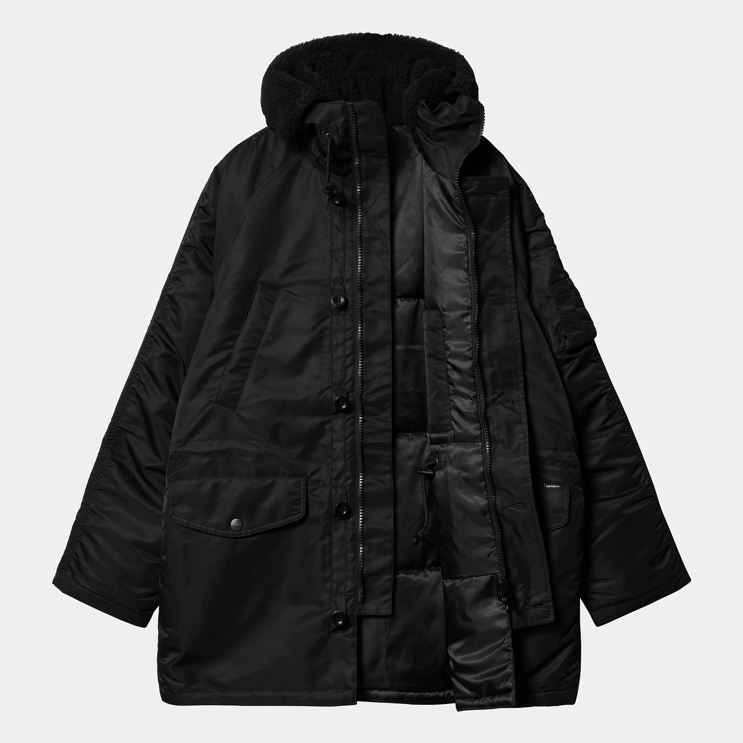 Carhartt WIP Mens Hooded Olten Parka Jacket - Black