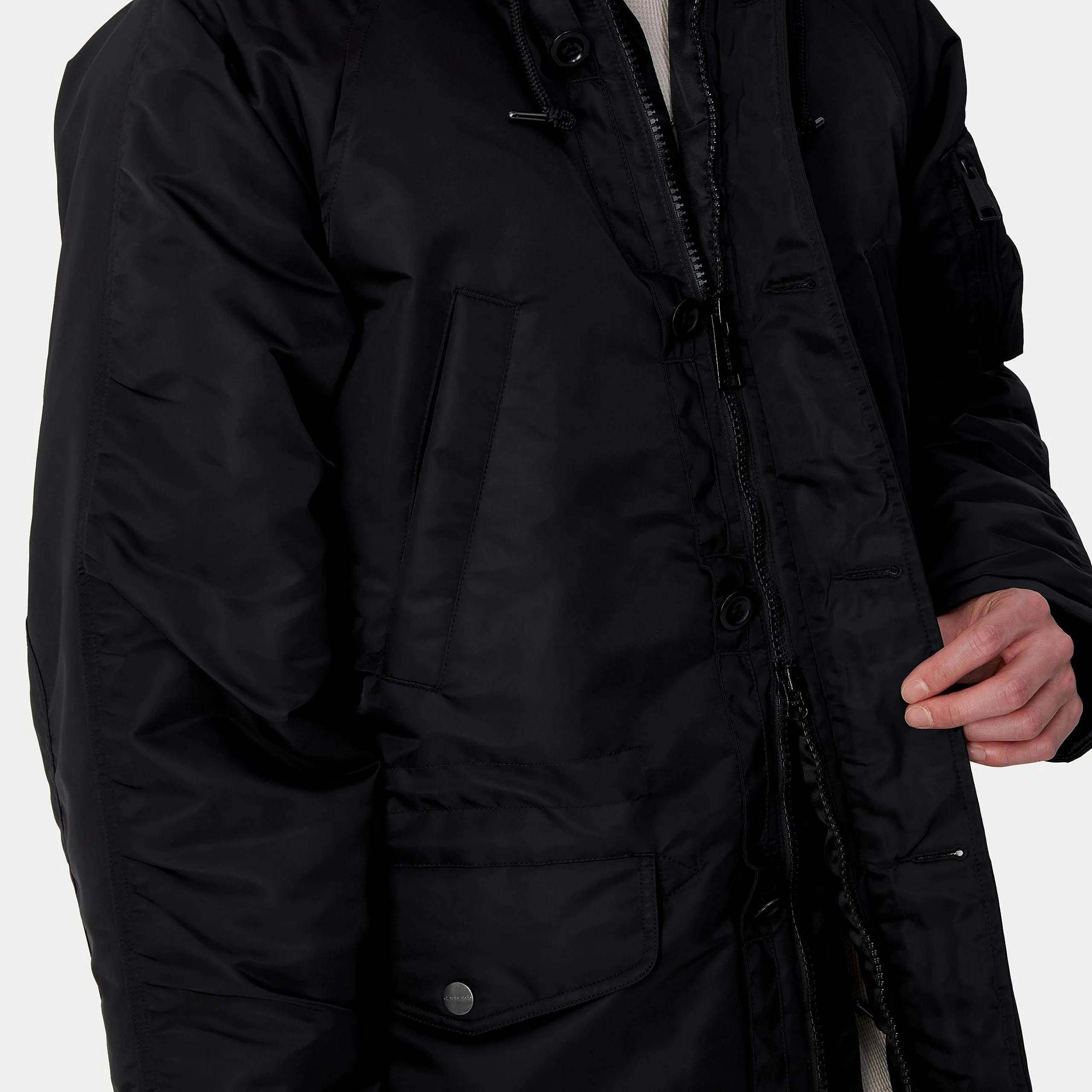 Carhartt WIP Mens Hooded Olten Parka Jacket - Black