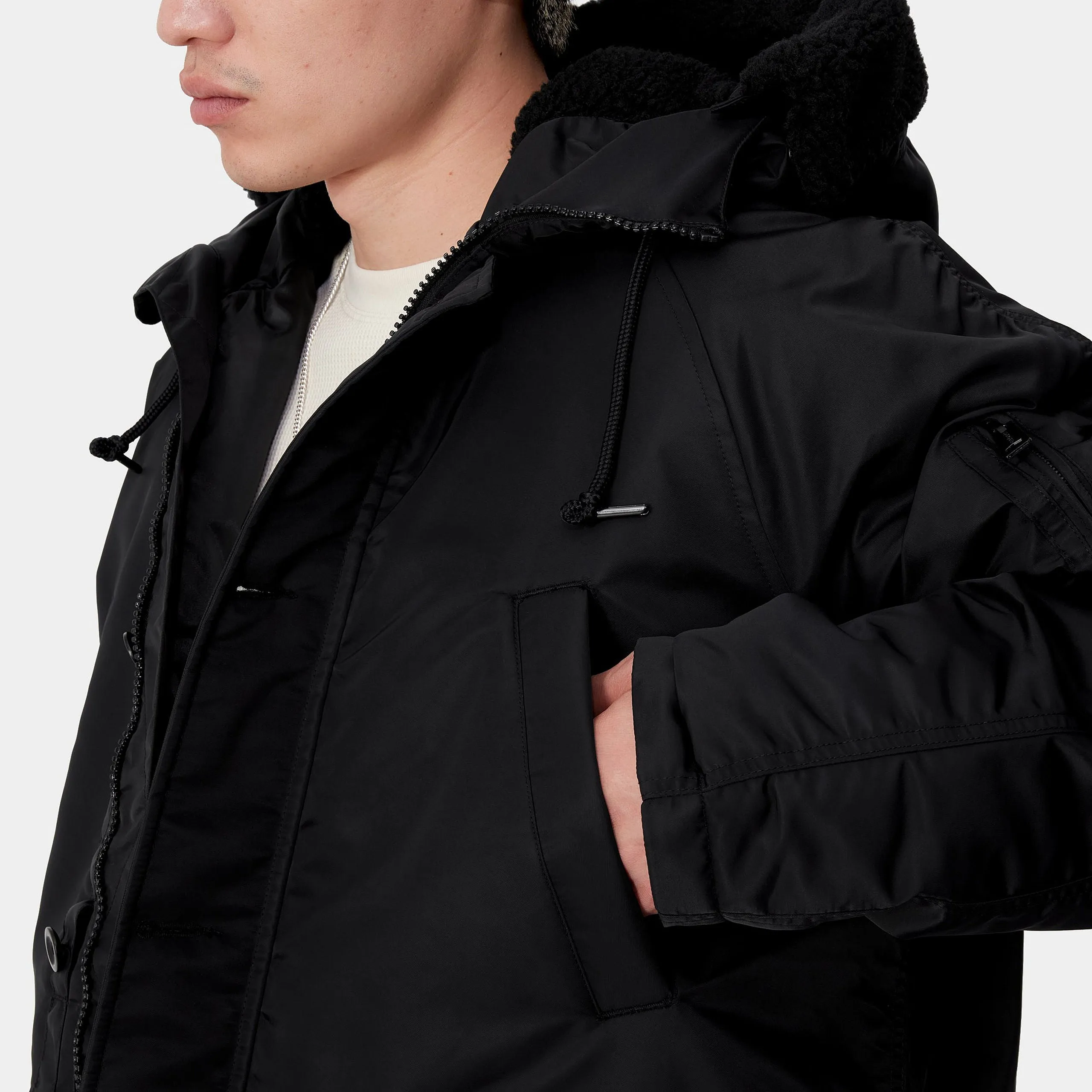 Carhartt WIP Mens Hooded Olten Parka Jacket - Black