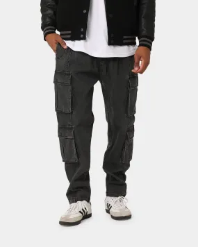 Carre Double Denim Cargo Pants Washed Black