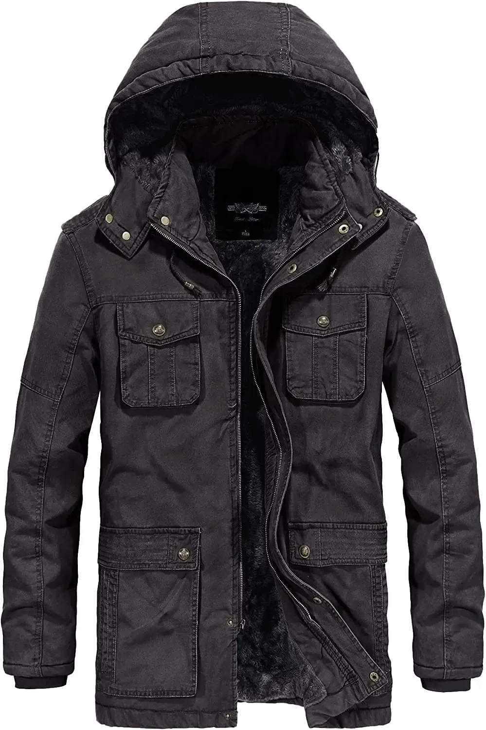 Casual Military Parka Jacket with Removable Hood