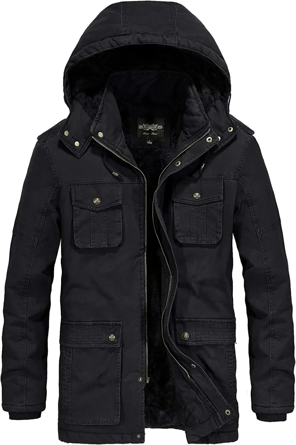 Casual Military Parka Jacket with Removable Hood