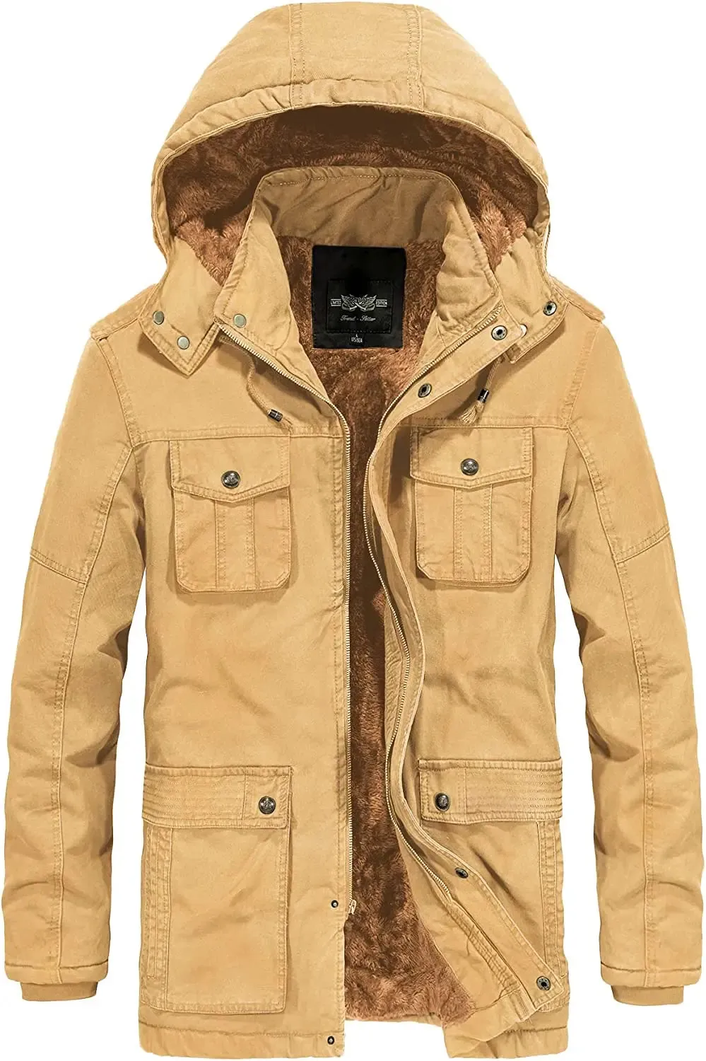 Casual Military Parka Jacket with Removable Hood