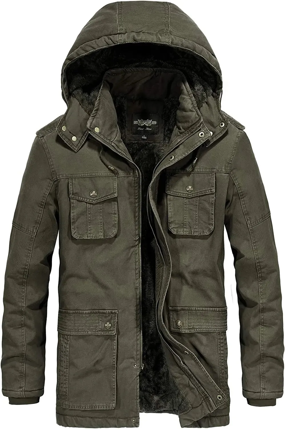 Casual Military Parka Jacket with Removable Hood