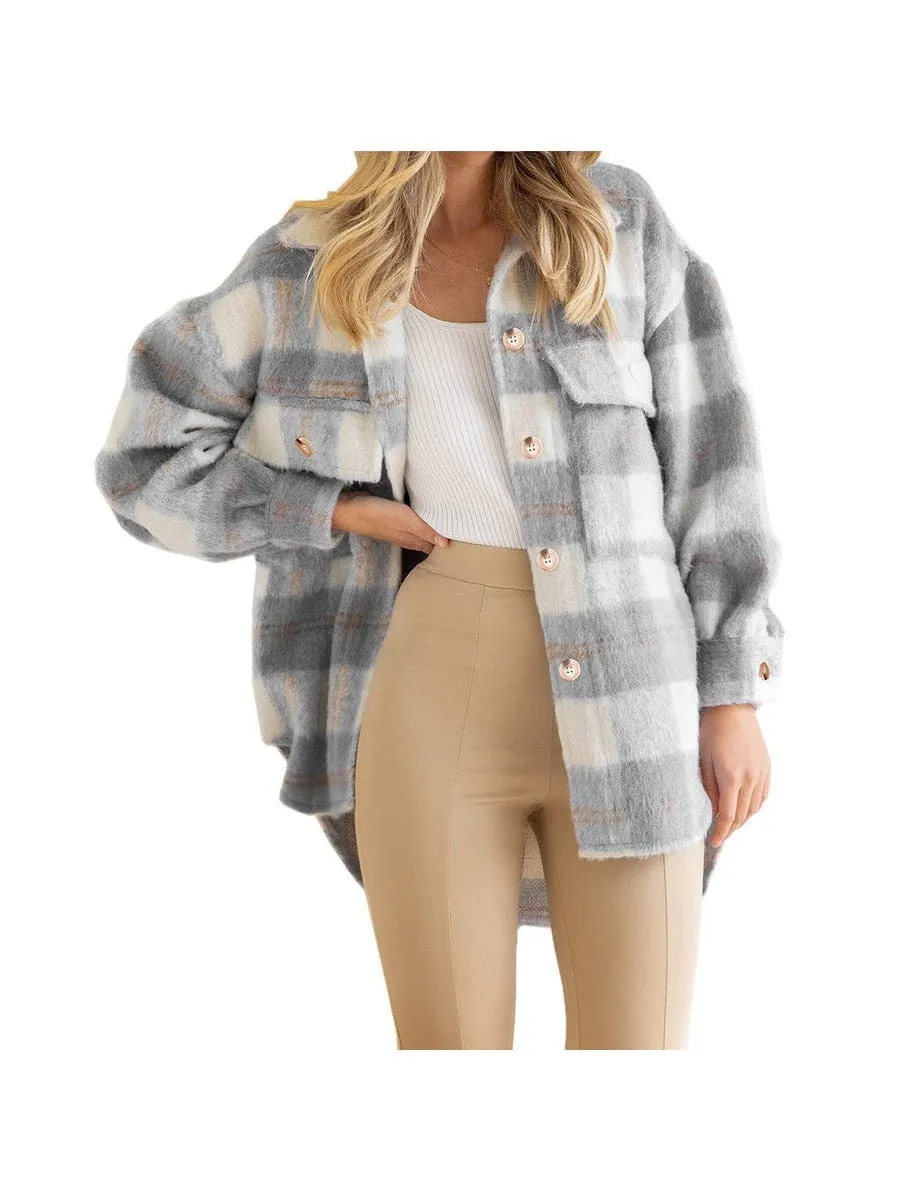 Casual Oversized Plaid Jacket