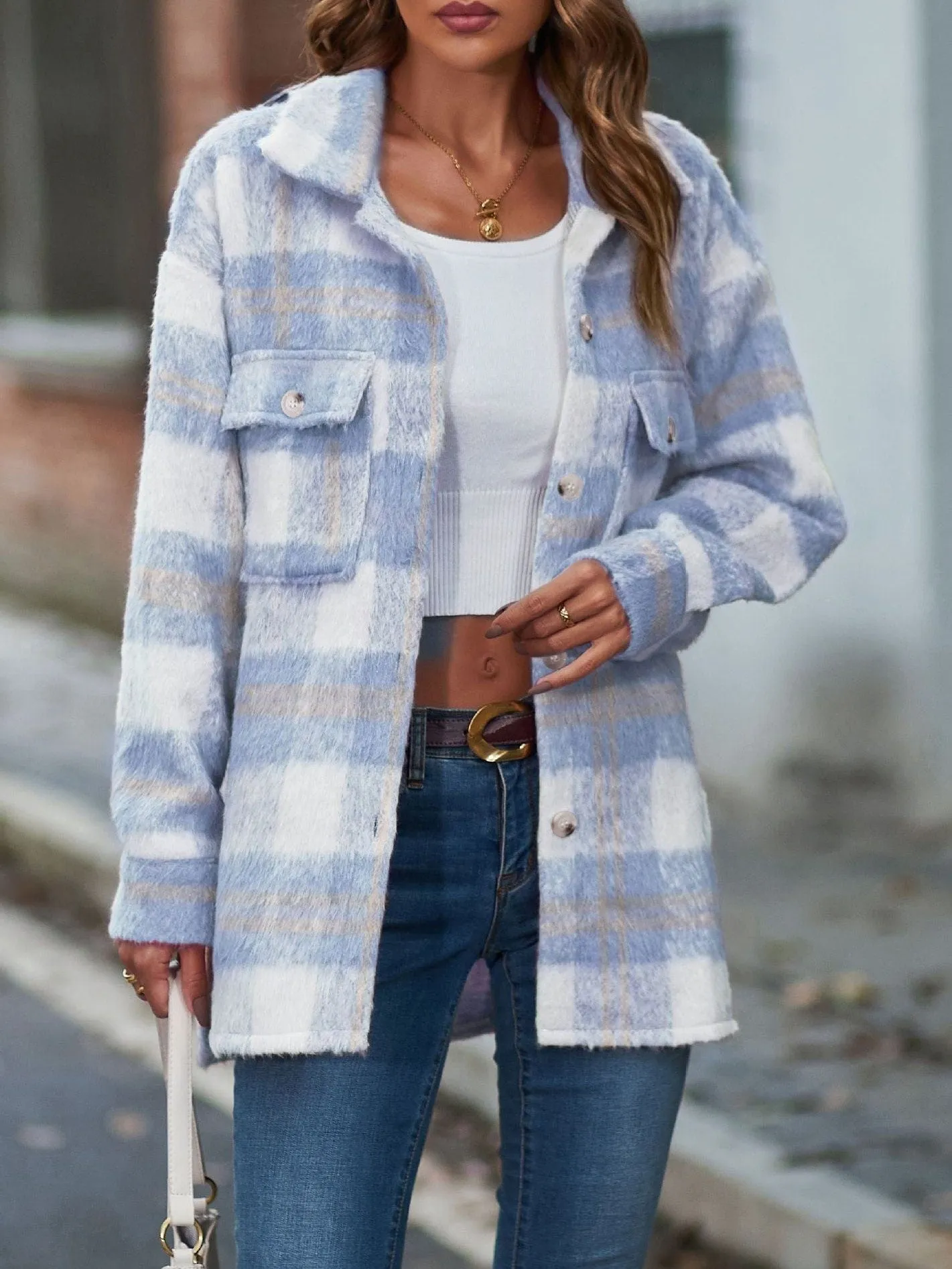 Casual Oversized Plaid Jacket