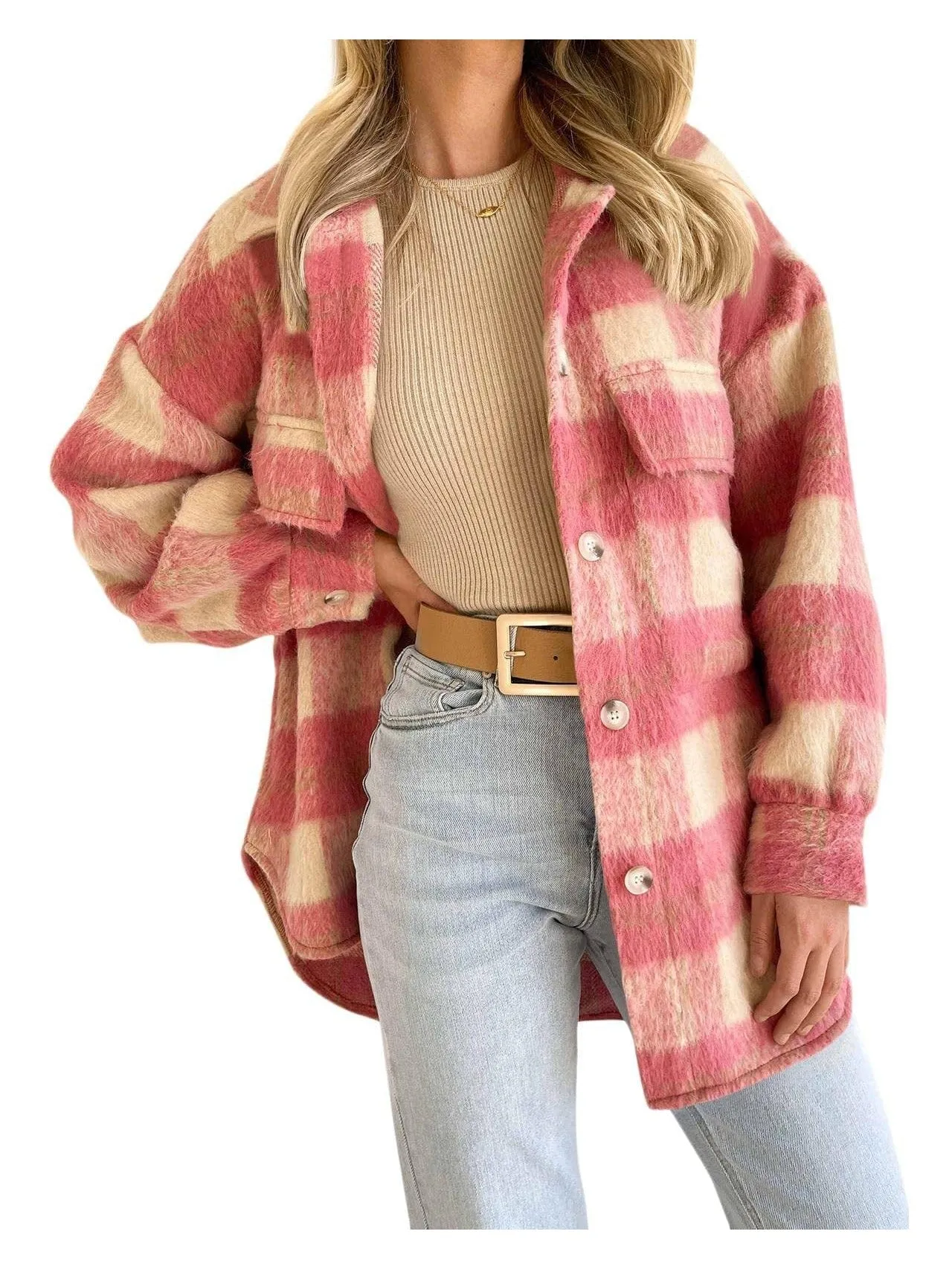 Casual Oversized Plaid Jacket