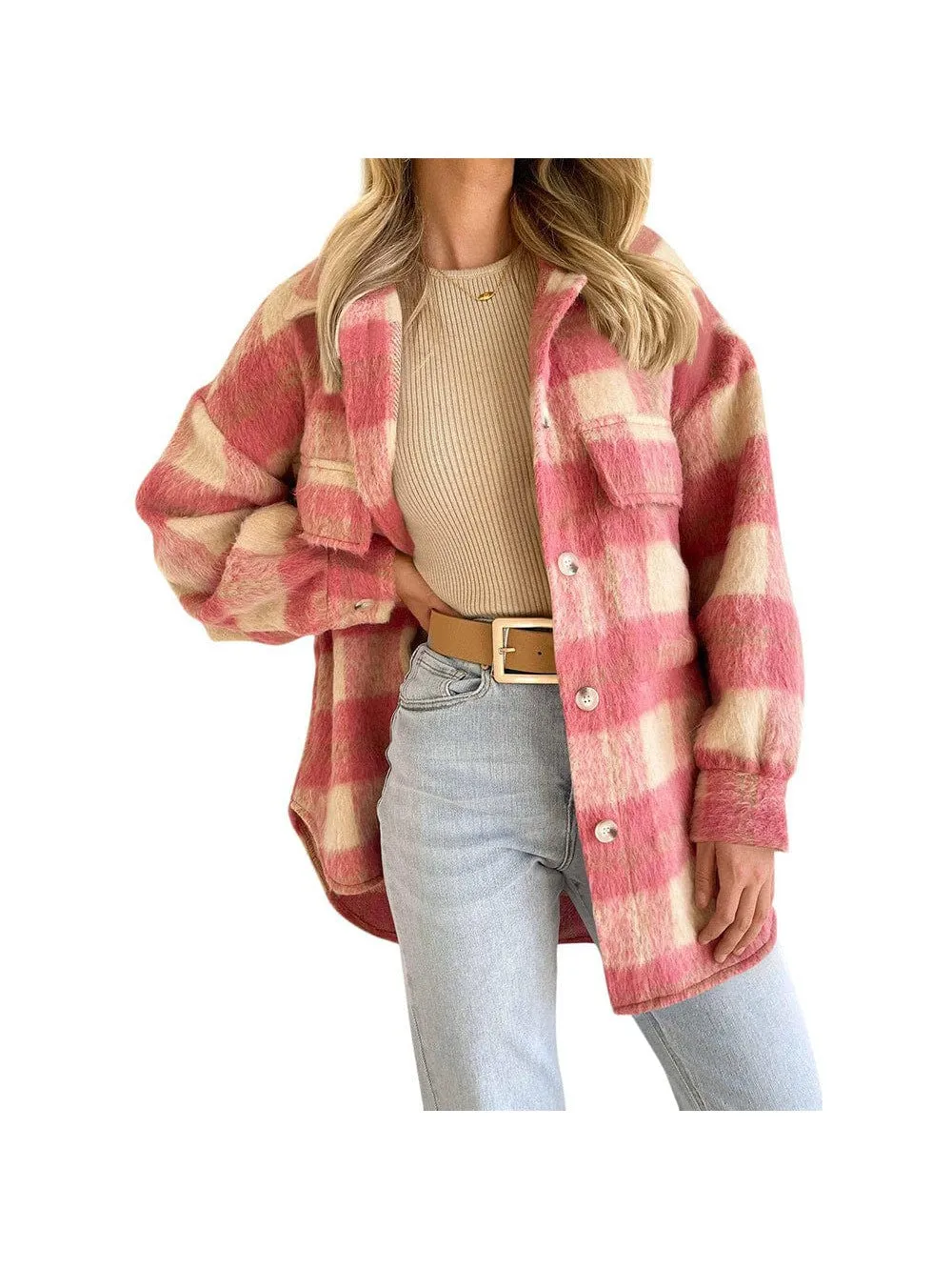 Casual Oversized Plaid Jacket