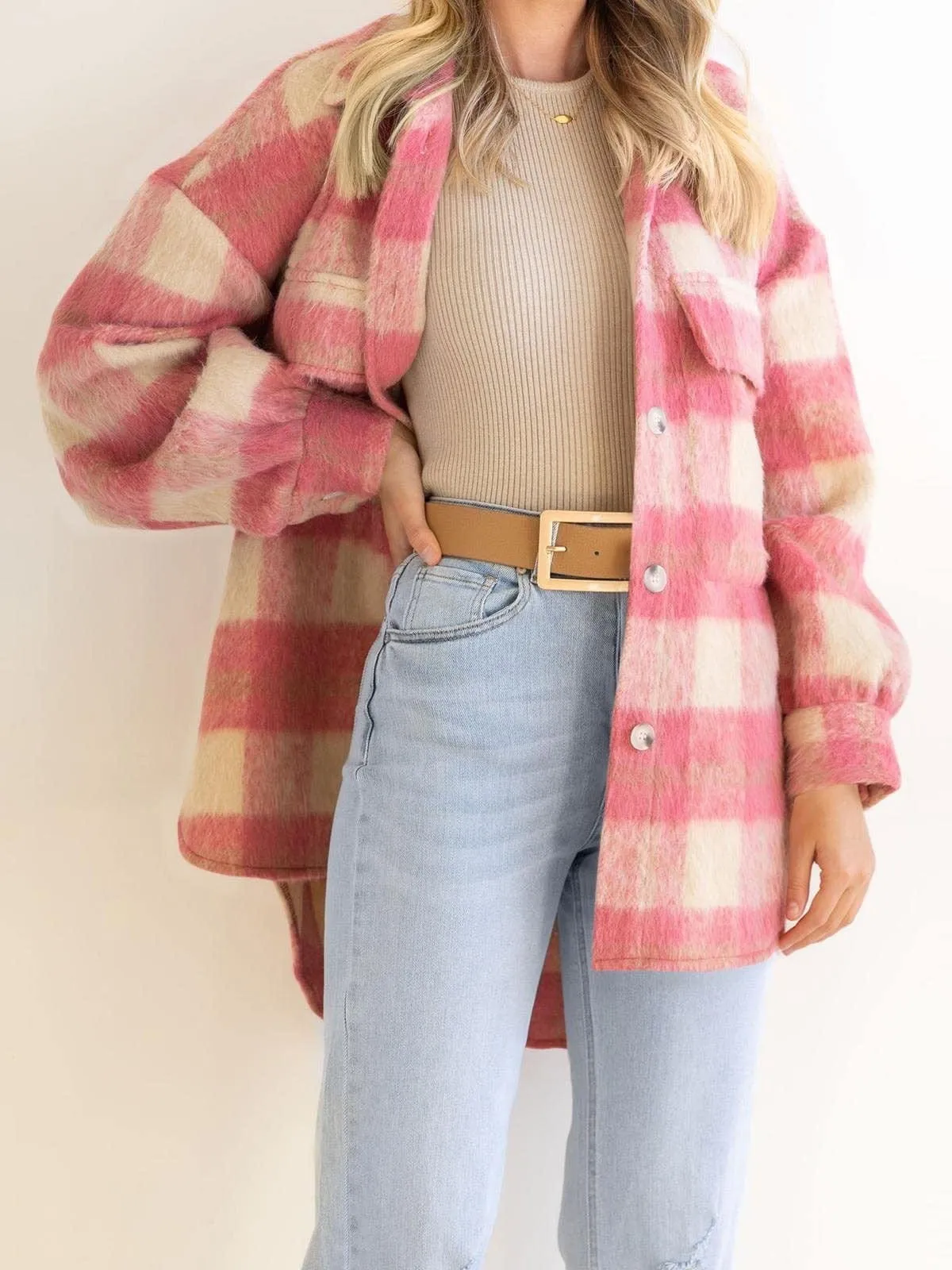 Casual Oversized Plaid Jacket