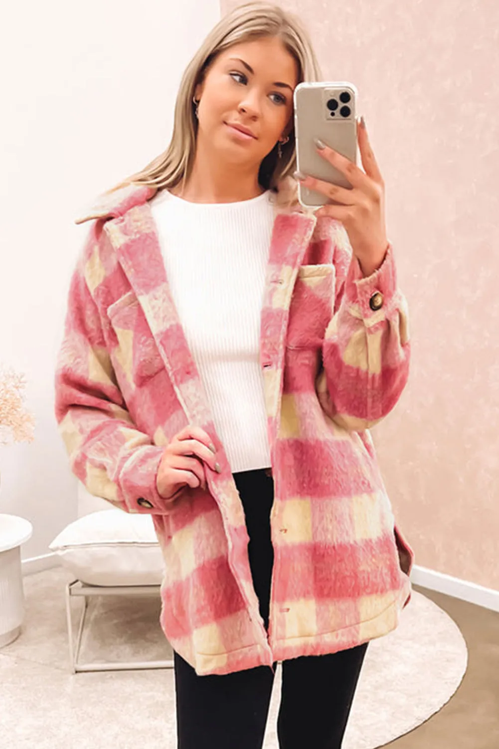 Casual Oversized Plaid Jacket