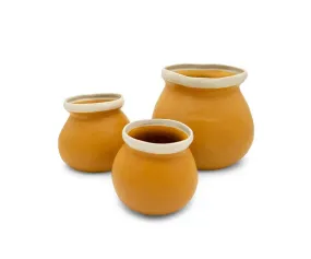 Ceramic Halo Pots - Mustard