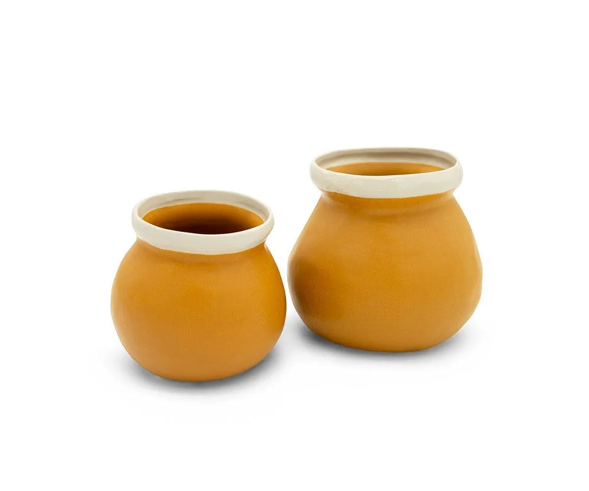 Ceramic Halo Pots - Mustard