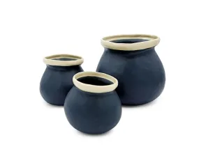 Ceramic Halo Pots - Navy