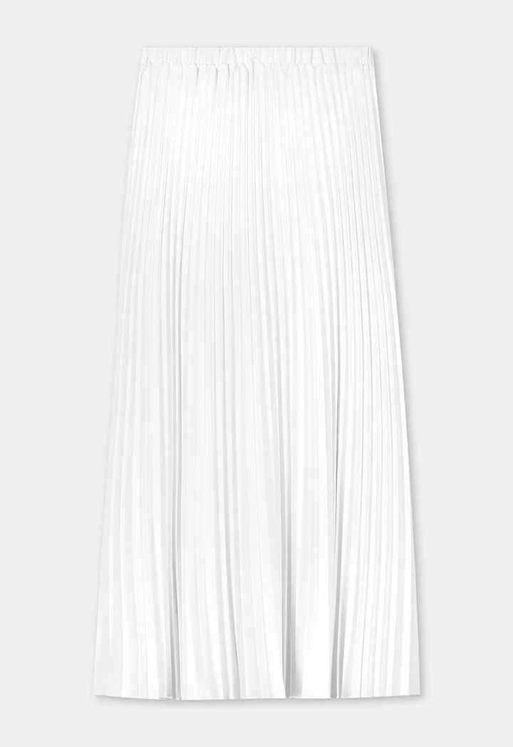 Choice Solid Pleated Maxi Skirt Off White