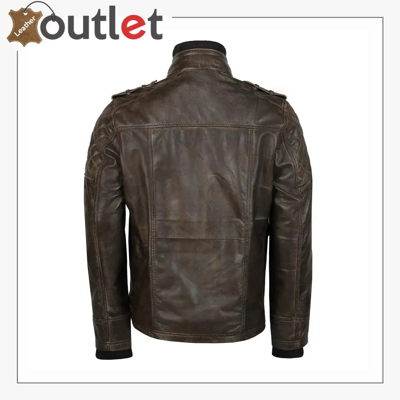 Classic Style Genuine Mens Motorcycle Leather Ridding Jacket