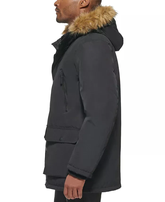 Club Room Men's Parka with a Faux Fur-Hood Jacket