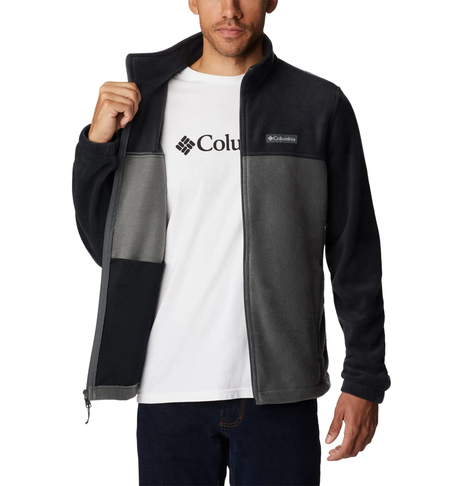 Columbia Men's Steens Mountain 2.0 Full Zip Fleece Jacket, Black/Grill, Large