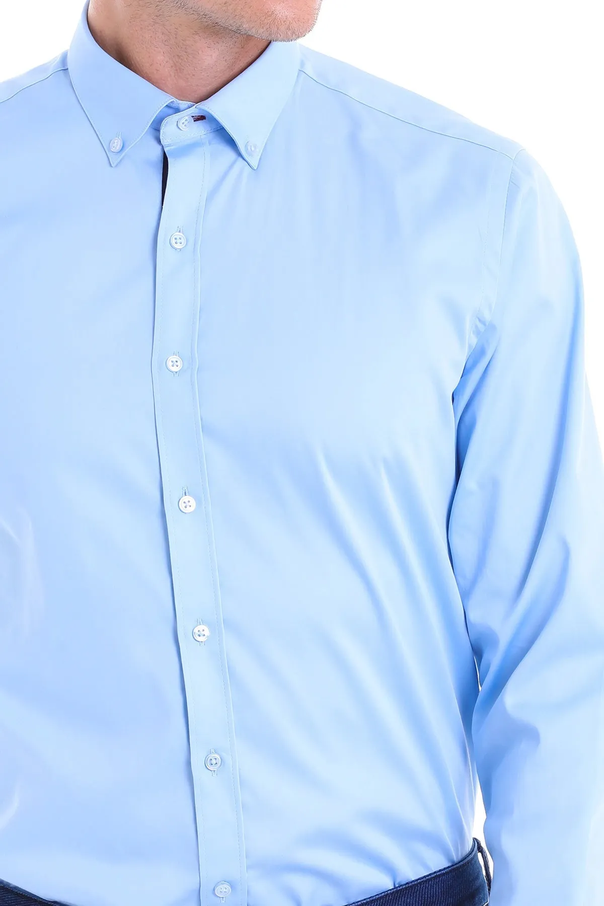 Comfort Fit Long Sleeve Cotton Light Blue Dress Shirt