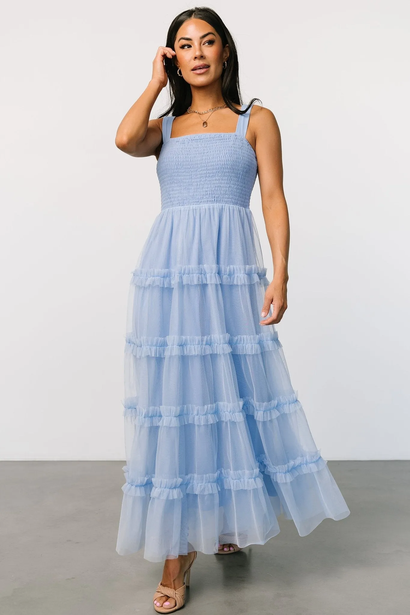 Constance Tulle Maxi Dress | Light Blue