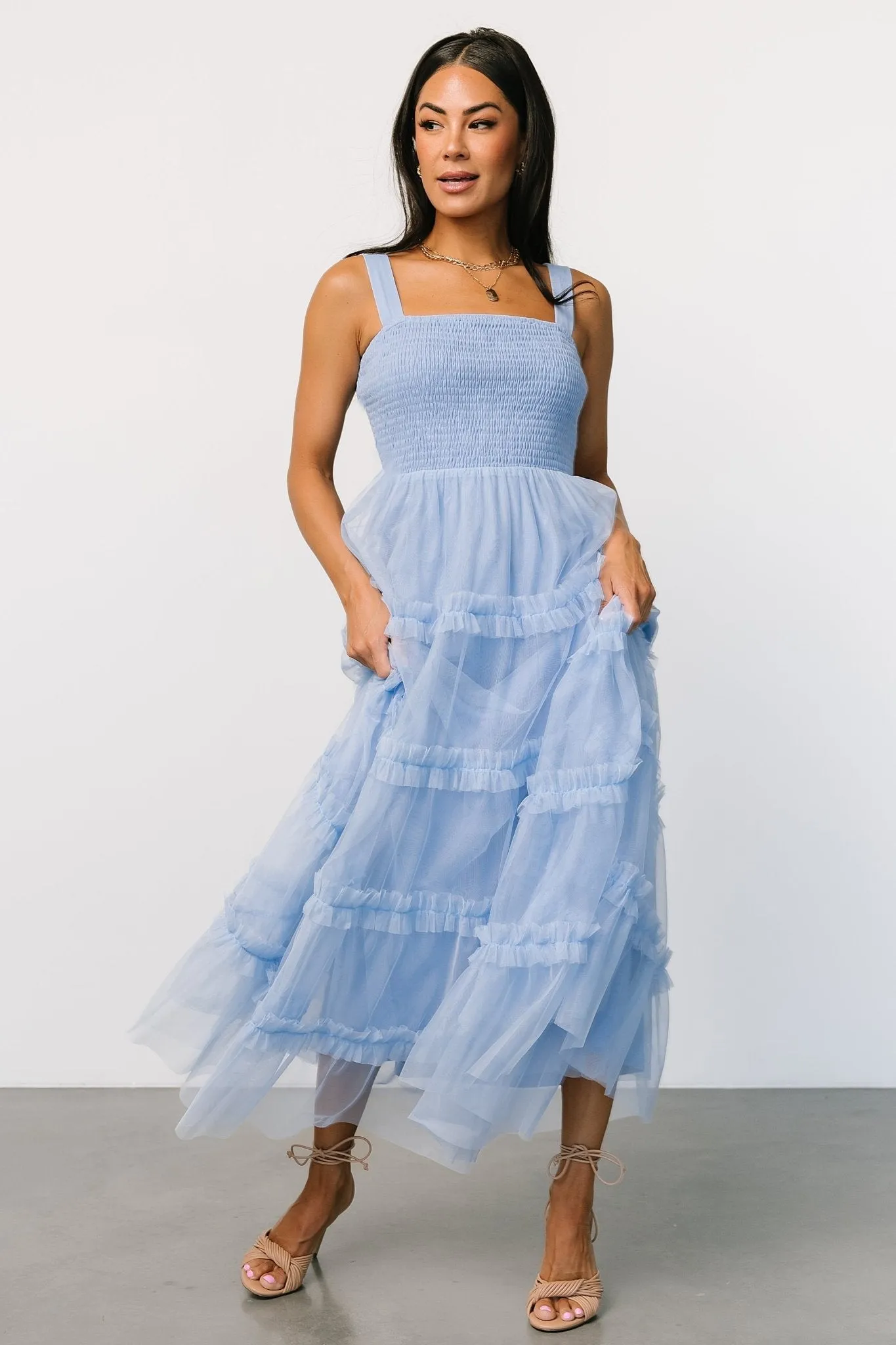 Constance Tulle Maxi Dress | Light Blue